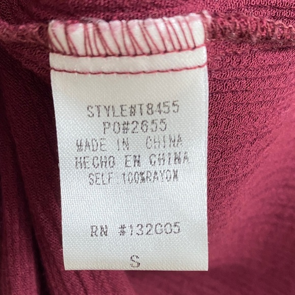 Entro Burgundy Floral Embroidered Blouse - Picture 5 of 5